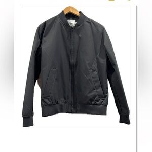 Topman Gray Bomber Jacket with Ribbed Details